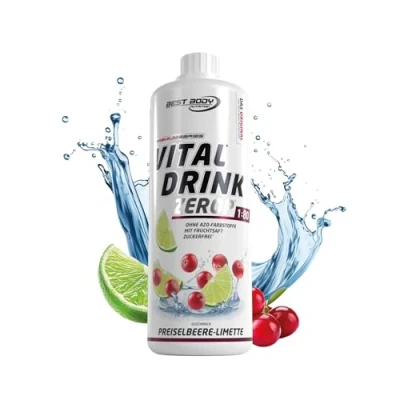 Abbildung von Best Body Nutrition Vital Drink ZEROP® Preislebeer Limette, Original Getränkekonzentrat Sirup zuckerfrei, 1:80 ergibt 80 Liter Fertiggetränk, 1000 ml