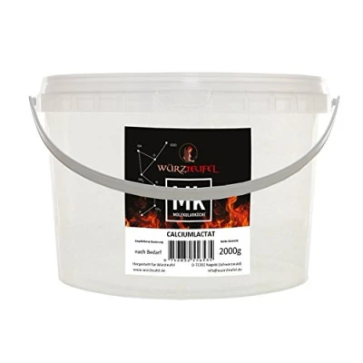 Abbildung von Calciumlactat, Kalziumlactat, E327. Höchste Reinheit. Zum festigen von Natriumalginat und Pectin. Molekulare Küche. PE Eimer 2000g. (2,0 KG)
