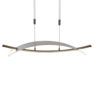 Abbildung von Lucande LED Hängeleuchte Marija, dimmbar, Leuchtmittel fest verbaut, warmweiß, Modern, Metall, Kunststoff, silber, 1 flammig, inkl.