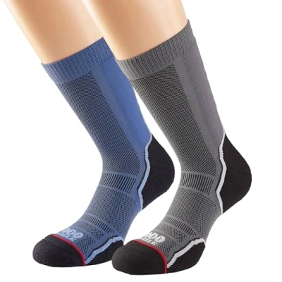 Abbildung von 1000 Mile Unisex Doppelpack Trek Wandersocken, Marineblau/Dunkelgrau, Men&#039;s XL (UK 12 14)