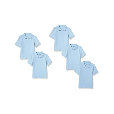 Abbildung von Amazon Essentials Jungen Kurzärmlige Piqué Poloshirts, 5er Pack, Hellblau, 10 Jahre
