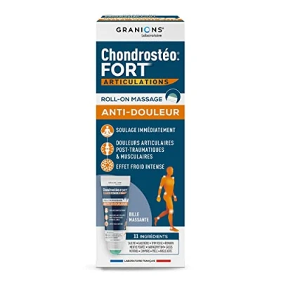 Abbildung von Granions Roll on Chondrostéo Stark, 11 Aktivstoffe (darunter Gaultheria HE), Kälteeffekt, Sofortige Linderung von Gelenk, Muskel, posttraumatischen Schmerzen, Ab 7 Jahren, Französische Marke