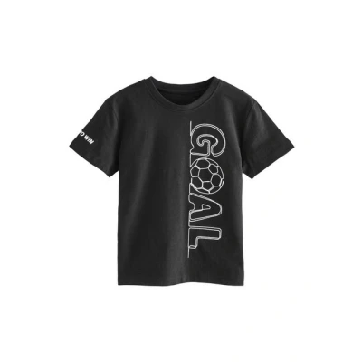 Abbildung von Next Short Sleeve Graphic Regular FIT Tshirt print für Kinder, Größe: 116, Black goal