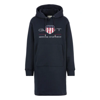 Abbildung von GANT Archive Shield Hoodie Dress Freizeitkleid, Damen, Größe: Small, Evening blue