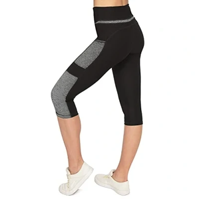 Abbildung von VS Variosports 3/4 Leggings Damen Capri mit Seitentasche, hoher Bund &amp; blickdicht Sporthose blickdicht, Bund, Quick Dry 4 Wege Stretch