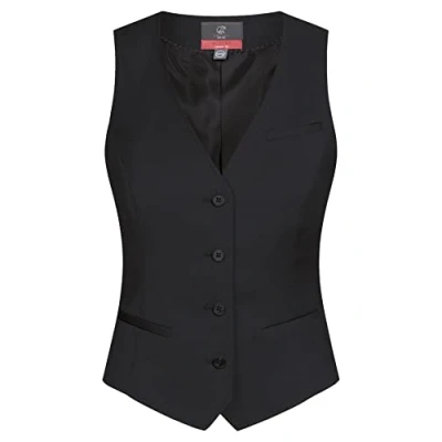 Abbildung von GREIFF Damen Weste RF Modern 37.5 Regular Fit, 4 Knopf, 2 Leistentaschen, 1 Brustleistentasche, AMF Handstich, Kurze Seitenschlitze, Stoffrücken, Farbe: Schwarz, Größe: 42