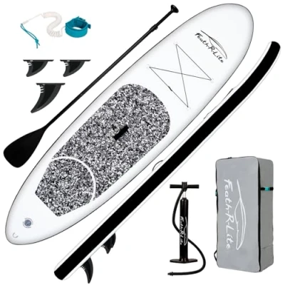 Abbildung von FunWater Aufblasbares Stand Up Paddle Board Surfbrett SUP Komplettes Paddleboard Zubehör Verstellbares Paddel, Pumpe, Reiserucksack, Leine, Erwachsene Paddelboard