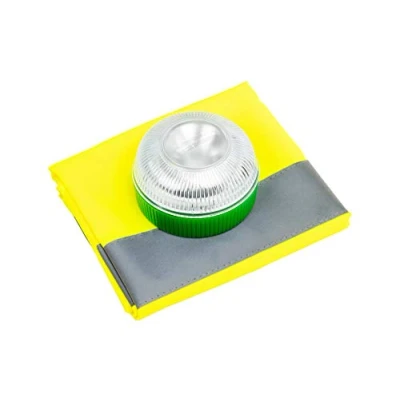 Abbildung von Motorkit Magnetische LED Notleuchte zugelassen (V16) + Zugelassene Warnweste. Empfohlen von der DGT