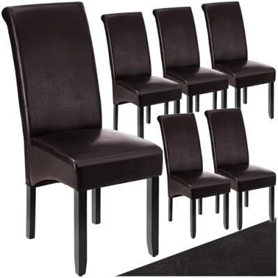 Abbildung von tectake Esszimmerstuhl 6 Esszimmerstühle, ergonomisch, massives Hartholz (6er Set, St), Gepolstert