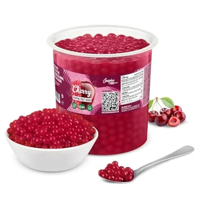 Abbildung von INSPIRE FOOD Bubble Tea Perlen Kirsche für Popping Boba Perlen, Tapioka Fruchtperlen und 100% vegan glutenfrei, ohne künstliche Farbstoff, 3.2KG