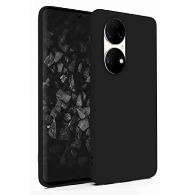 Abbildung von MyGadget Hülle für Huawei P50 Pro robuste Silikon Schutzhülle TPU Case Slim Silikonhülle Back Cover Ultra Kratzfest Handyhülle matt Schwarz