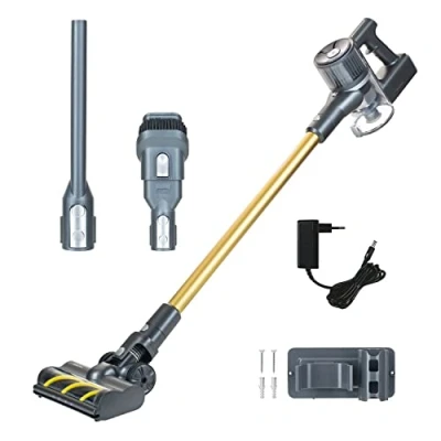 Abbildung von Genius Akku Stielstaubsauger INVICTUS X8 Hand Staubsauger Set 12 tlg. Akkusauger, beutellos HEPA Filter, Kabellos 35 Min. Laufzeit LED Spot Licht