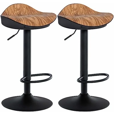 Abbildung von CLP 2er Set Barhocker Alisson Höhenverstellbar Mit Fußstütze 360 Grad Drehbar Tresenhocker Ergonomisch, Farbe:Natur