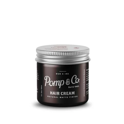 Abbildung von Pomp &amp; Co Hair Styling Cream For Men, natürliche Haarcreme mit mattem Finish für einen mittelstarken Halt, parfümierte Creme auf Wasserbasis Pomade 60ml