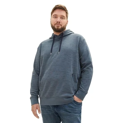 Abbildung von TOM Tailor Plusgemusterter Kapuzenpullover, Herren, Größe: 3XL, Dusty dark teal spacedye