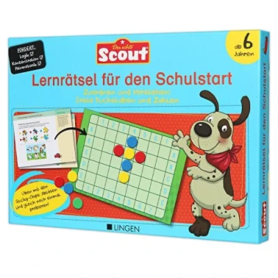 Abbildung von Scout: Lernrätsel für den Schulstart Zuordnen und Verstehen: Erste Buchstaben Zahlen: Lernbox mit Übungsheft kinderleichten Kontrollsystem zur selbstständigen Kontrolle