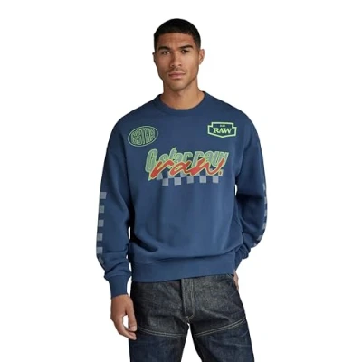 Abbildung von G Star MOTO Sport Graphic Loose Sweatshirt, Herren, Größe: Medium, Rank blue