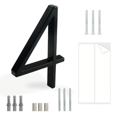 Abbildung von HASWARE Schwebendes Hausnummernschild: 5 Zoll (12cm) modernes Türschild auffällig für Straßennummern (4, Schwarz)