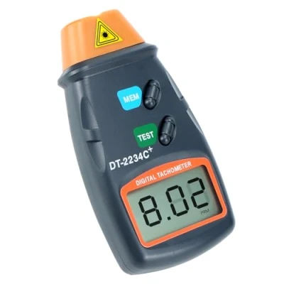 Abbildung von QWORK® Digitaler Drehzahlmesser, berührungsloses Laserfoto Drehzahlmessgerät, großes LCD Display, Batterien nicht im Lieferumfang enthalten