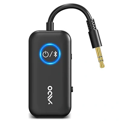 Abbildung von YMOO Bluetooth 5.3 Audio Adapter für Flugzeug, Sender Empfänger mit 3,5mm Klinke, aptx Geringe Latenzzeit, Dual Link AUX Transmitter TV/Kopfhörer/Handy