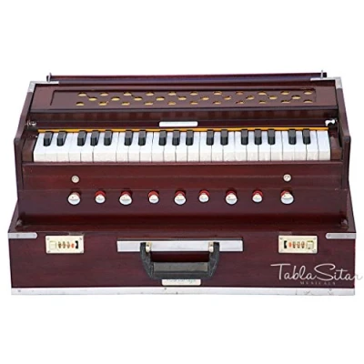 Abbildung von Maharaja, faltbares Rosenholz Harmonium, 9 Stopper, Safri, 3,5 Oktave, mit Koppler, kommt Buch und Tasche, abgestimmt auf A440 (PDI AHF)