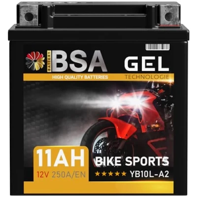 Abbildung von BSA YB10L A2 GEL Motorradbatterie 12V 11Ah 250A/EN Batterie doppelte Lebensdauer entspricht 51113 B2 vorgeladen auslaufsicher wartungsfrei