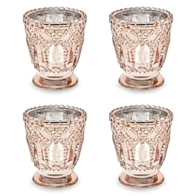 Abbildung von PartyDeco Rose Gold Kerzenstand 8cm 4 Stück. Dekoration Tischdekoration Hochzeit Hausdekoration Homedecor