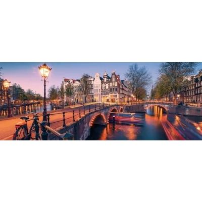Abbildung von Ravensburger Puzzle Panorama, Abend in Amsterdam, 1000 Puzzleteile, Made Germany