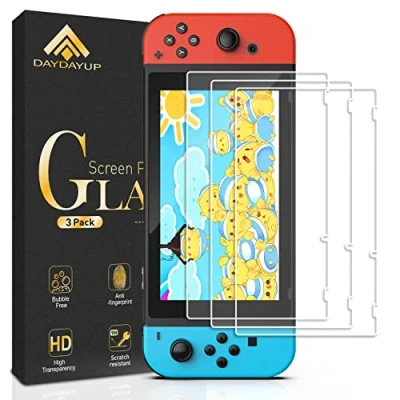 Abbildung von daydayup [3 Stück] Schutzfolie kompatibel mit Nintendo Switch, Panzerglas Folie Displayschutzfolie für Switch[Anti Kratzer][Bläschenfrei][HD Clear][9H Härt]