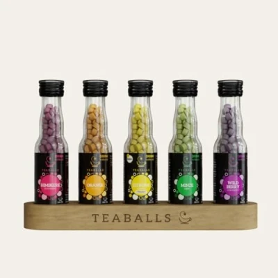 Abbildung von Teaballs Set Rainbow mit Himbeere, Orange, Minze, Zitrone, Wild Berry 5er Pack für 375 Tassen Tee