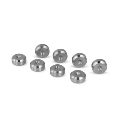 Abbildung von PrecisionGeek Lautsprecher Spike Pads, Edelstahl, 16 mm Durchmesser, abgeschrägte Form für HiFi Lautsprecher, Ständer, Soundbars Set mit 8 Stück