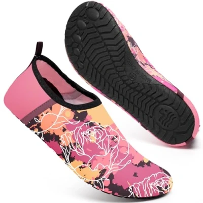 Abbildung von Mabove Badeschuhe Wasserschuhe Schwimmschuhe Damen Strandschuhe Aquaschuhe Barfussschuhe Neopren Surfschuhe(Rose Rosa,42/43 EU)