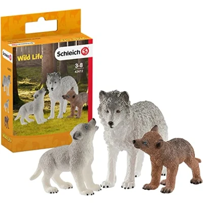 Abbildung von schleich Wild Life Wolfsmutter mit Welpen, 3 Jahr(e), Braun, Grau, Kunststoff