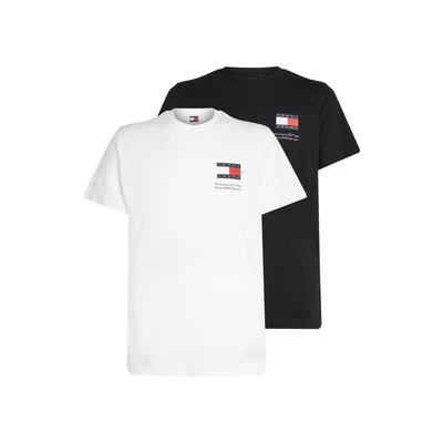 Abbildung von Tommy Jeans SLIM FLAG DNA TEE 2 PACK Tshirt print, Herren, Größe: 46, White / black