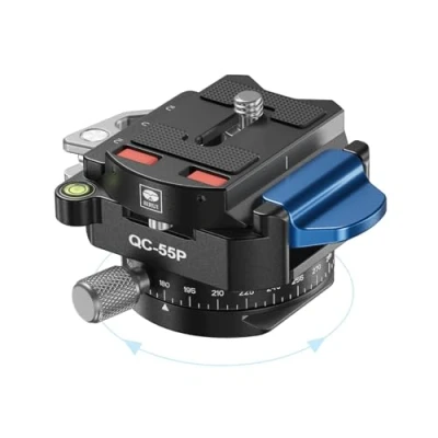 Abbildung von Sirui 55 mm Schnellwechselplatte mit 360 drehbarem Panoramakopf, Kamerahalterungsadapter 1/4 Zoll und 3/8 Gewinde, für Stativ Einbeinstativ, DSLR Stabilisator, QC 55P