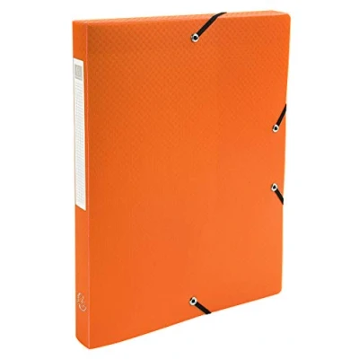 Abbildung von Exacompta 59689E Sammelbox OPAK mit Gummizug 25 mm breit aus blickdichtem Kunststoff Rückenschild für DIN A4 Archivbox Heftbox Dokumentenbox Zeichenbox orange