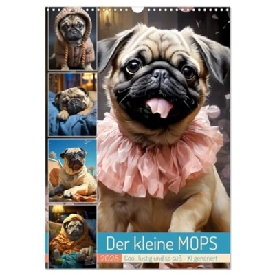 Abbildung von Der kleine Mops (Wandkalender 2025 DIN A3 hoch), CALVENDO Monatskalender