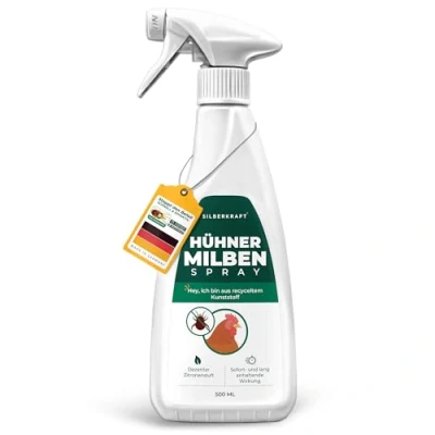 Abbildung von Silberkraft Milbenspray 500 ml für Hühner und Ziervögel, zuverlässiger Milbenschutz, effizientes garantiert hilfreiches Anti Milben Mittel