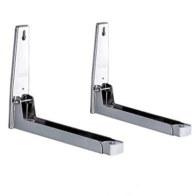 Abbildung von 2 Stück Mikrowellenhalterung Wand aus Edelstahl, Universal Mikrowellen Halterung,Faltbare Mikrowelle Ständer Halter, für Mikrowelle, Backofen