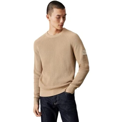 Abbildung von Calvin Klein Jeans Badge EASY Sweater Strickpullover, Herren, Größe: Small, Travertine