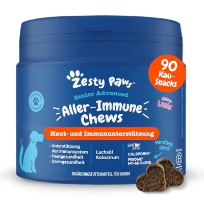 Abbildung von Zesty Paws Senior Allergie &amp; Immunität Chews Nahrungsergänzungsmittel Hund Juckreiz Verhindern für eine Gesunde Körperfunktion Reich an Lachsöl Hunde Omega 3 Öl 90Stk