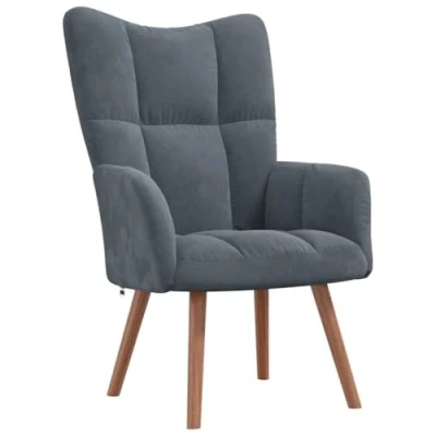 Abbildung von vidaXL Relaxsessel, Sessel mit Stahlrahmen Holzbeinen, Relaxstuhl Polsterstuhl Armlehne, Fernsehsessel Polstersessel Wohnzimmer, Modern, Dunkelgrau Samt