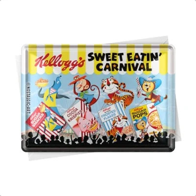 Abbildung von Nostalgic Art Retro Blechpostkarte, 10 x 14 cm, Kellogg&#039;s Sweet Eatin Carnival Geschenk Idee für die Küche, Postkarte aus Metall, Mini Blechschild als Grußkarte