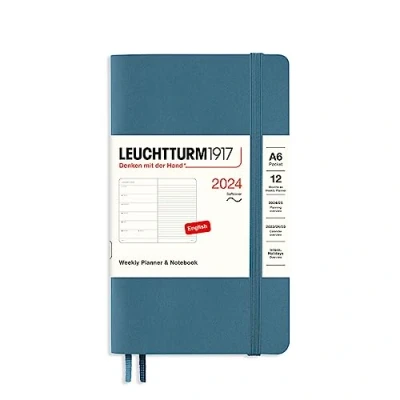 Abbildung von LEUCHTTURM1917 367802 Wochenkalender &amp; Notizbuch Softcover Pocket (A6) 2024, 12 Monate, Stone Blue, Englisch