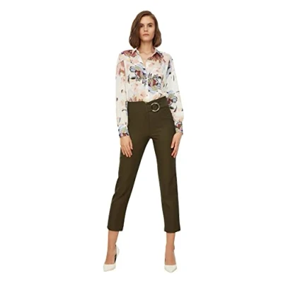 Abbildung von Trendyol, Khaki Gürtel detaillierte Hosen, Khaki, 42