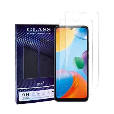 Abbildung von UNO&#039;‘ Displayschutz aus gehärtetem Glas, kompatibel mit Xiaomi Redmi 10C und Xiaoimi Poco C40, ultra widerstandsfähig, blasenfrei, 9H, kratzfest (transparent, 2), 2 Stück