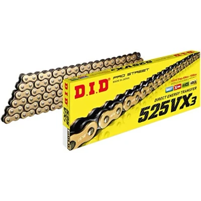 Abbildung von DID (525VX3G124ZB) Gold 124 Glieder High Performance VX Serie X Ring Kette mit Verbindungsglied