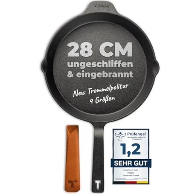 Abbildung von Tecor Grillpfanne Induktion Gusseisenpfanne ungeschliffen versch. Größen Antihaft, Gusseisen (Cast iron pan induction)