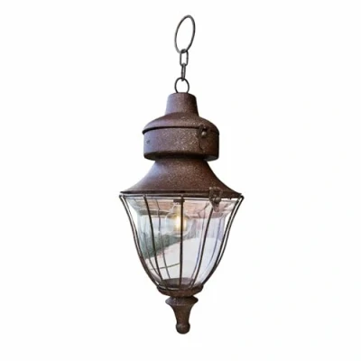 Abbildung von Loberon Wiederaufladbare LED Laterne Gambier, Nostalgie Look, inkl. Wandhalterung, Antik Finish, Vintage Charme, Gartenbeleuchtung, Eisen, Glas, antikbraun