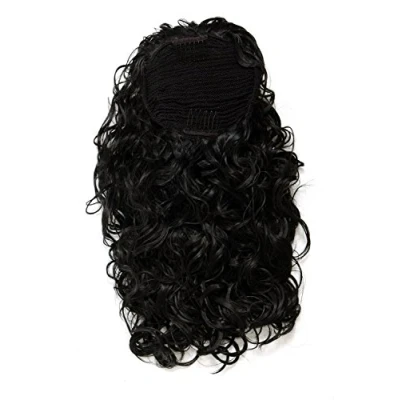 Abbildung von WIG ME UP NC002 1 Haarteil Pferdeschwanz Zopf 2 Klammern &amp; Gummizug super Volumen Locken Schwarz ca. 45 cm